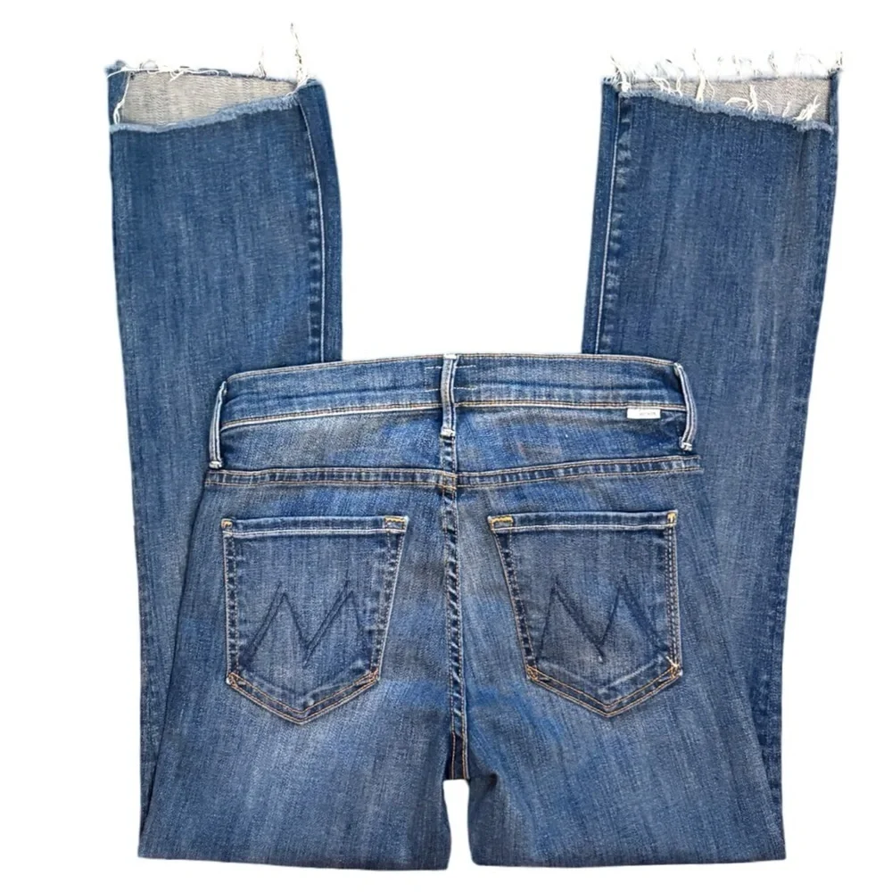 MOTHER The Insider Crop Step Fray in Not Rough Enough Medium Blue Wash Size 26